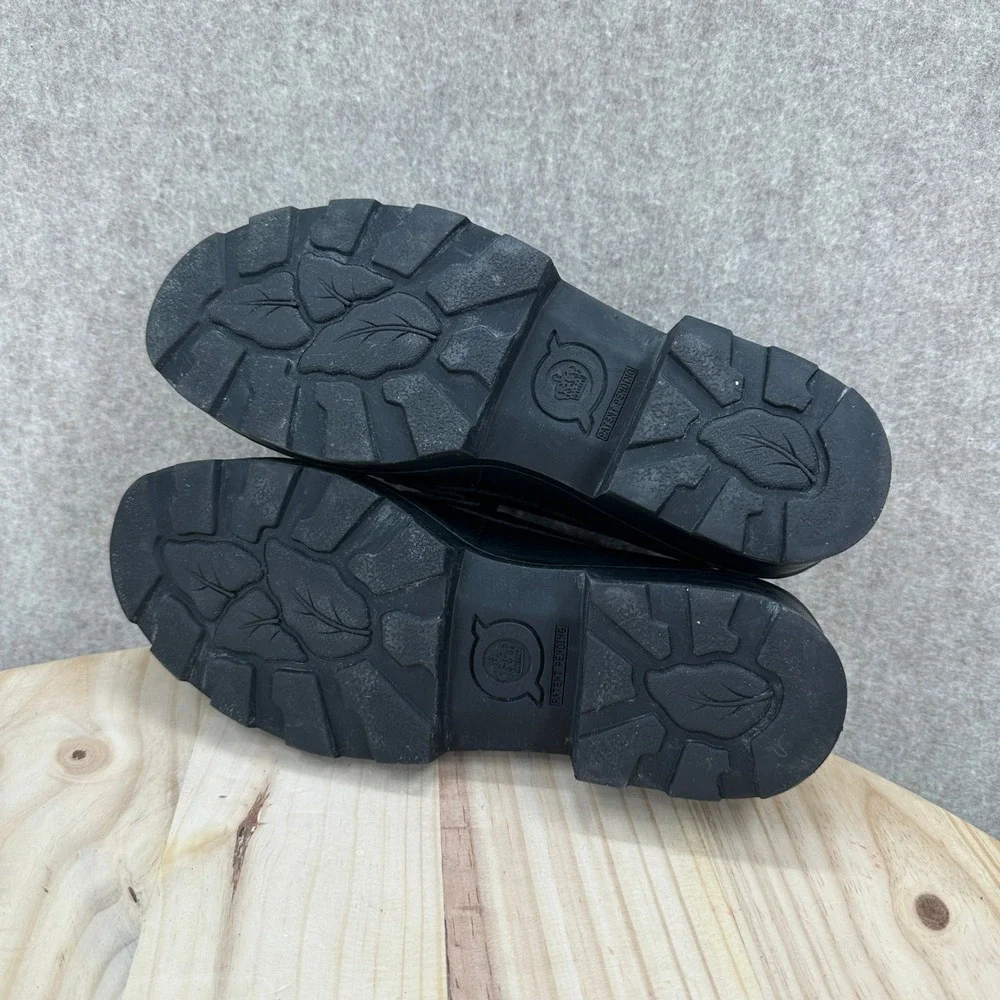 Born Carrera Penny Loafers Womens 9 Black Leather Chunky Lug Sole Shoes